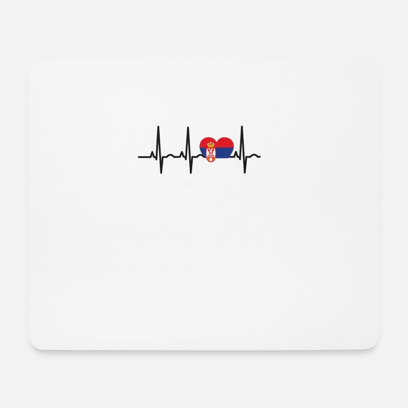 I LOVE ekg heartbeat SERBIEN serbia balkan - Mousepad (Querformat) - Weiß