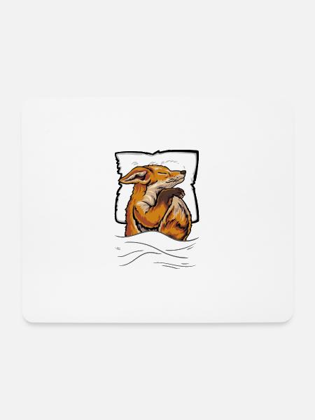 Schlafender Fuchs im Bett - Mousepad (Querformat) - Weiß