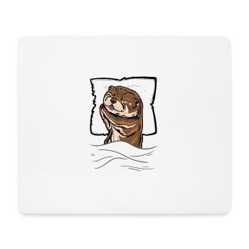 Lit de loutre de mer endormi - Tapis de souris (format paysage) - blanc - Devant