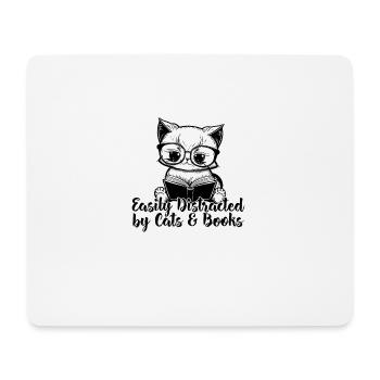 Facilement distrait par les chats et les livres Livres pour chats - Tapis de souris (format paysage) - blanc - Devant