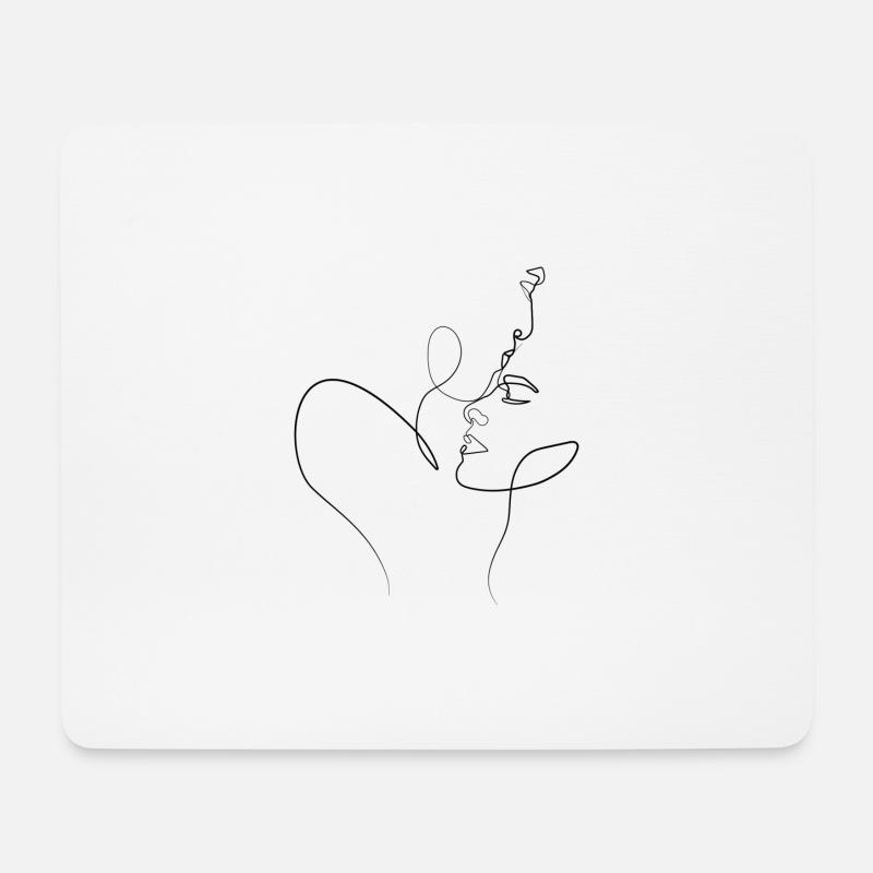 Kuss Line Art - Mousepad (Querformat) - Weiß