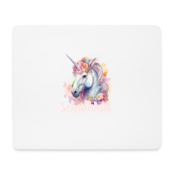 Einhorn Blumen Schulkind Einschulung 2023 - Mousepad (Querformat) - Weiß - Vorne