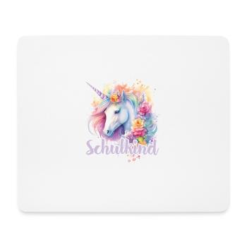 Einhorn Blumen Schulkind Einschulung 2023 - Mousepad (Querformat) - Weiß - Vorne
