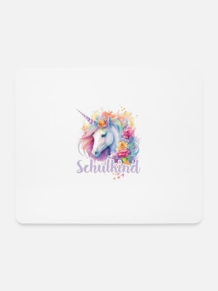 Einhorn Blumen Schulkind Einschulung 2023 - Mousepad (Querformat) - Weiß