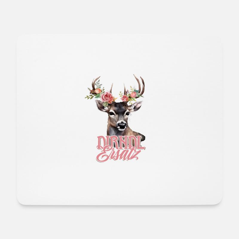 Dirndl Ersatz Hirsch Hirschgeweih Rosen - Mousepad (Querformat) - Weiß