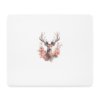 Remplacement Dirndl Cerf Bois Cerf Fleurs Dames - Tapis de souris (format paysage) - blanc - Devant