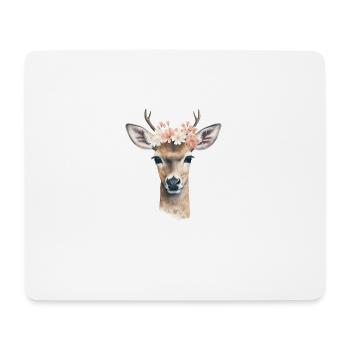 Remplacement Dirndl Cerf Bois Cerf Fleurs Dames - Tapis de souris (format paysage) - blanc - Devant