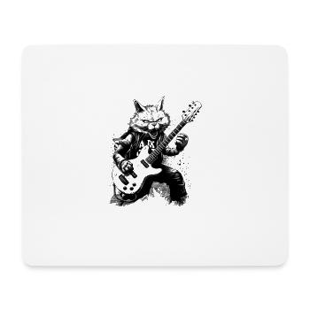 Chat avec guitare - Tapis de souris (format paysage) - blanc - Devant