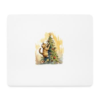 Arbre de Noël chats chat arbre chaton cadeau - Tapis de souris (format paysage) - blanc - Devant