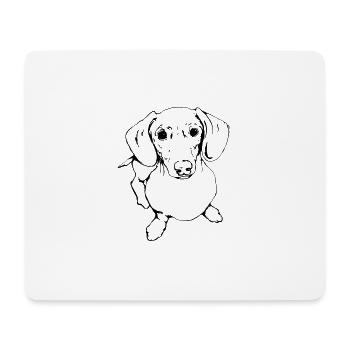 Teckel, Teckel, Teckel, Teckel à poil dur Line Art - Tapis de souris (format paysage) - blanc - Devant
