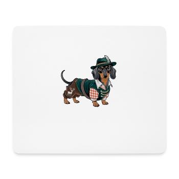 Bavarian Dachshund Red White Shirt Traditional Costume Bavaria - Mouse Pad (horizontal) - white - Front
