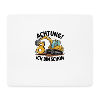 8e anniversaire 8 ans Excavatrice Véhicule de construction Chantier - Tapis de souris (format paysage) - blanc - Devant
