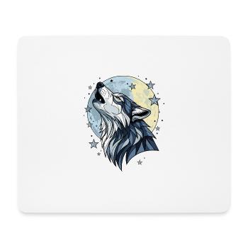 Mystischer Wolf Vollmond Schein - Mousepad (Querformat) - Weiß - Vorne