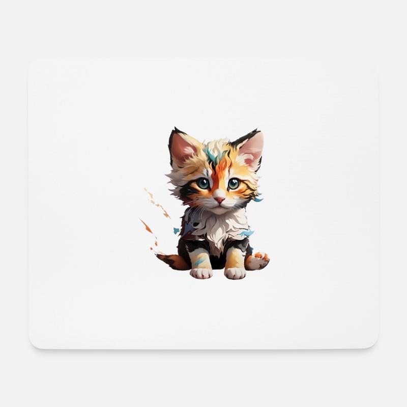 Katze klein - Mousepad (Querformat) - Weiß