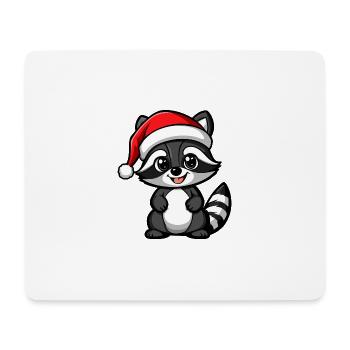 Raccoon Christmas Cute - Mouse Pad (horizontal) - white - Front