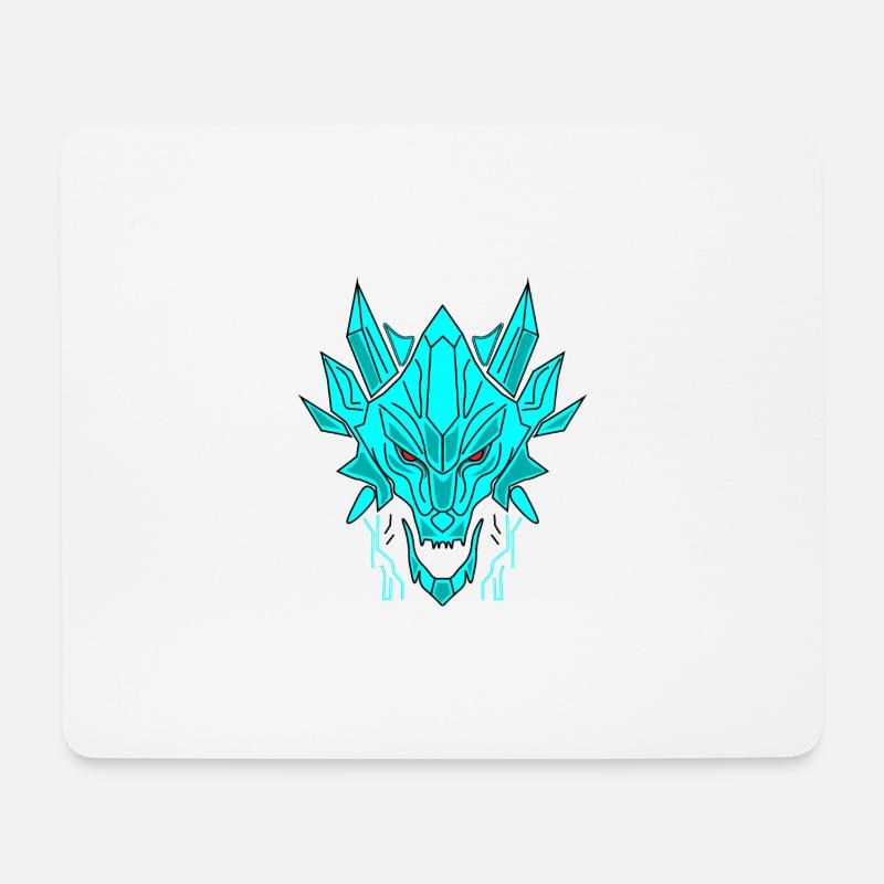 Geometrischer Eisdrache Kopf - Mouse Pad (horizontal) - white