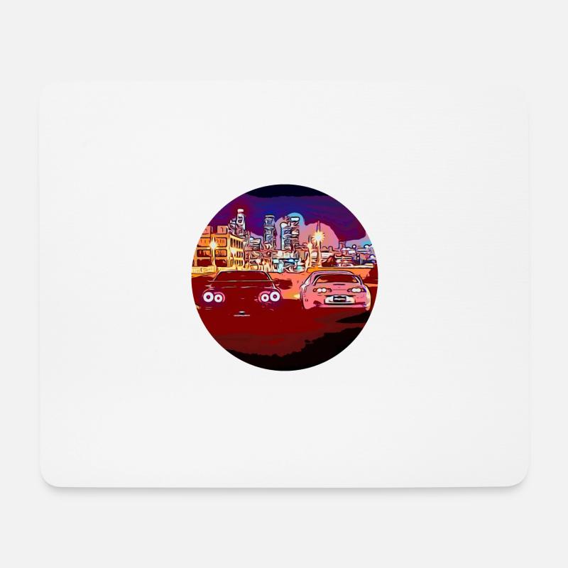 Retro JDM (Skyline & Supra) - Mousepad (Querformat) - Weiß