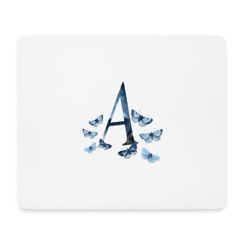 Buchstabe A mit Schmetterlingen - Mousepad (Querformat) - Weiß - Vorne