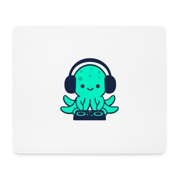 Underwater DJ Octopus with Headphones - Mouse Pad (horizontal) - white - Front