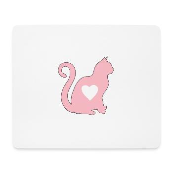 Rosee coeur de chat silhouette chat amoureux noir - Tapis de souris (format paysage) - blanc - Devant
