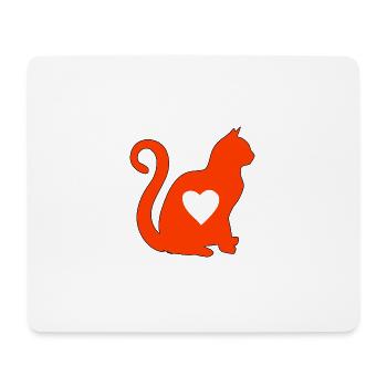 Orange coeur de chat silhouette chat amoureux noir - Tapis de souris (format paysage) - blanc - Devant