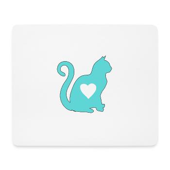 Turquoise coeur de chat silhouette chat amoureux noir - Tapis de souris (format paysage) - blanc - Devant