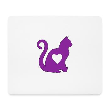 Violet cat heart silhouette cat lover black - Mouse Pad (horizontal) - white - Front