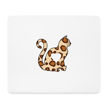 LEO brun coeur de chat silhouette chat amoureux noir - Tapis de souris (format paysage) - blanc - Devant