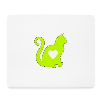 chat vert avec cœur silhouette chat amoureux chats - Tapis de souris (format paysage) - blanc - Devant