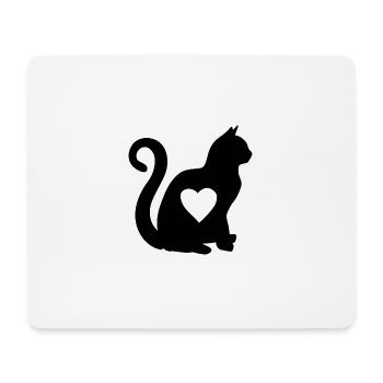 Noir coeur de chat silhouette chat amoureux noir - Tapis de souris (format paysage) - blanc - Devant
