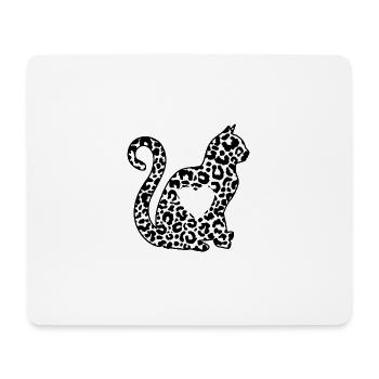 LEO argent coeur de chat silhouette chat amoureux noir - Tapis de souris (format paysage) - blanc - Devant