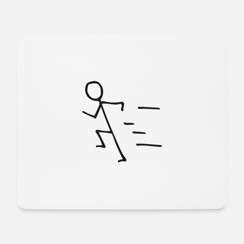 Strichmännchen Marathonläufer Triathlet - Mousepad (Querformat) - Weiß