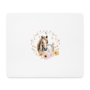 Blumenpferd - Mousepad (Querformat) - Weiß - Vorne