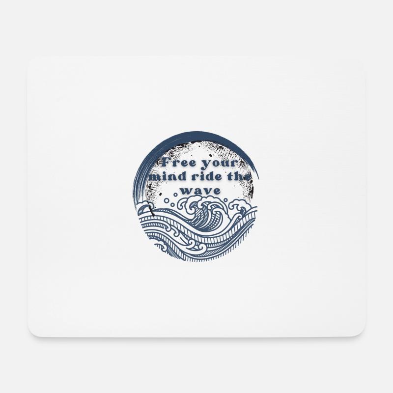 Free your mind ride the wave - Mousepad (Querformat) - Weiß
