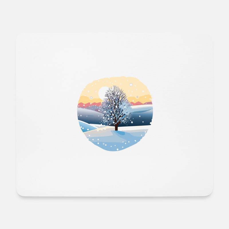 Winterzauber: Schneezauberbaum - Mousepad (Querformat) - Weiß