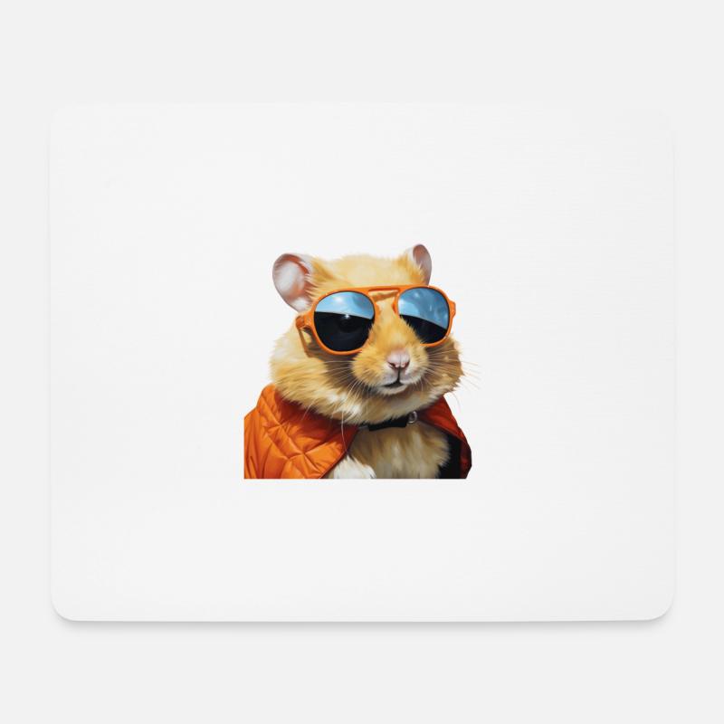 Hamster with glasses, flirting, funny hamster - Mouse Pad (horizontal) - white