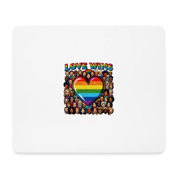 Love Wins Rainbow Heart LGBT Pride Design - Mouse Pad (horizontal) - white - Front