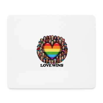 L’amour gagne l’art de la diversité du coeur arc-en-ciel - Tapis de souris (format paysage) - blanc - Devant