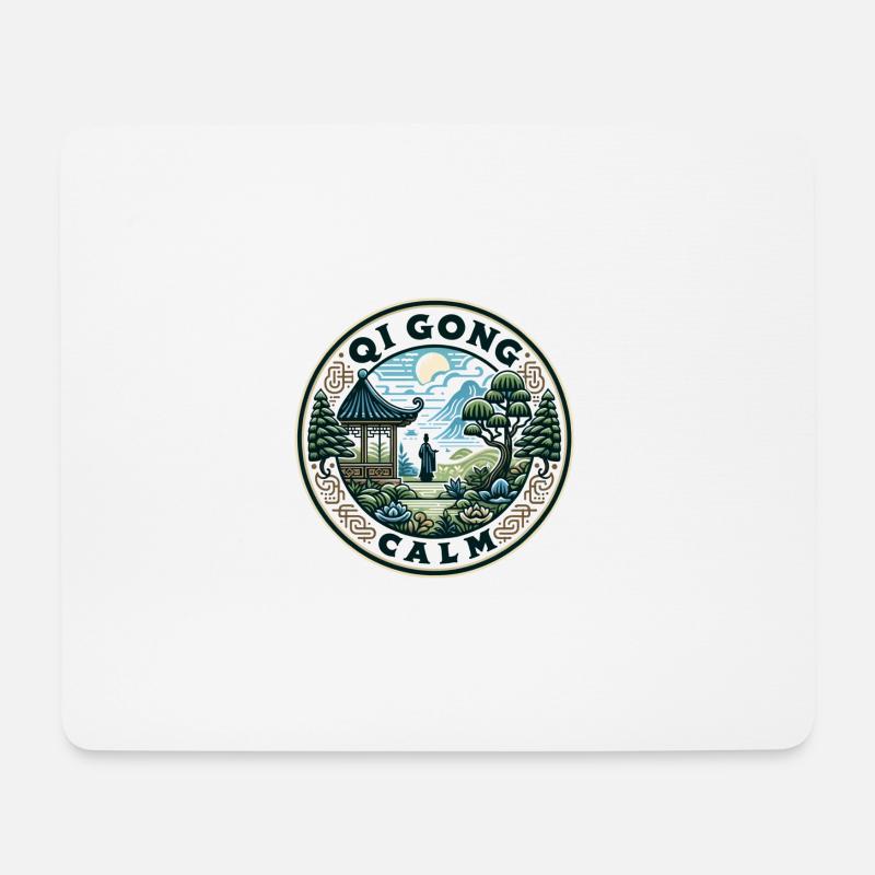 "Ruhiges Qi Gong" - Ruhige Gartengestaltung - Mousepad (Querformat) - Weiß