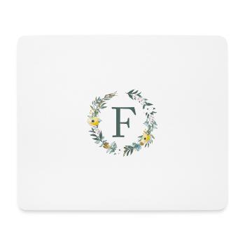 Customizable Monogram F Flowers Circle Spring - Mouse Pad (horizontal) - white - Front