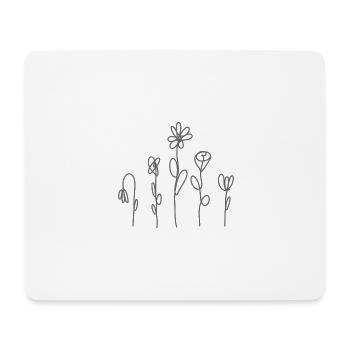 cinq minimaliste one line linéaire fleurs - Tapis de souris (format paysage) - blanc - Devant