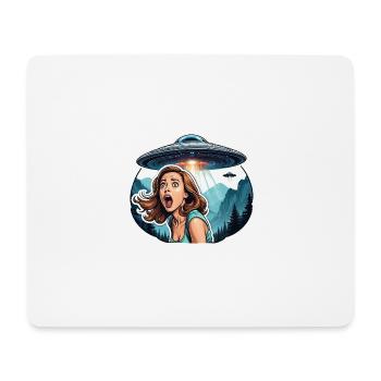 Alien UFOs are abducting a beautiful woman - Mouse Pad (horizontal) - white - Front