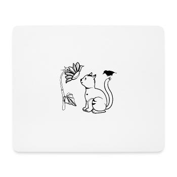 katze blume vogel - Mousepad (Querformat) - Weiß - Vorne