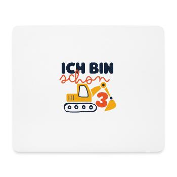 Geburtstagskind 3. Geburtstag Bagger Baustelle - Mousepad (Querformat) - Weiß - Vorne