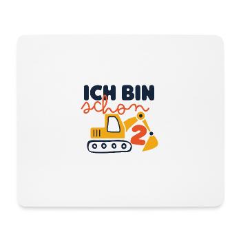 Geburtstagskind 2. Geburtstag Bagger Baustelle - Mousepad (Querformat) - Weiß - Vorne