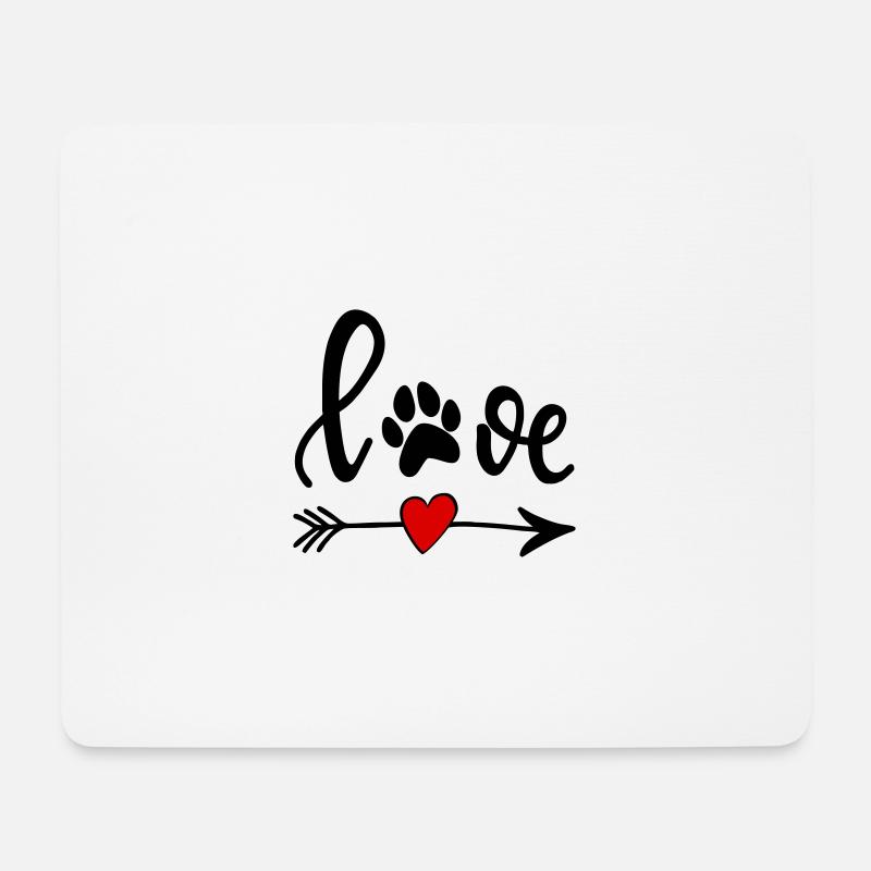 Love mit Hundepfote - Pfeil mit Herz - Mousepad (Querformat) - Weiß