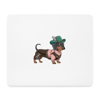 Bavarian Dachshund Red White Shirt Traditional Costume Bavaria - Mouse Pad (horizontal) - white - Front