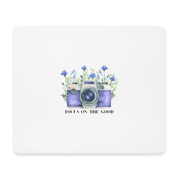 Watercolor Camera with Floral Wreath - Mouse Pad (horizontal) - white - Front