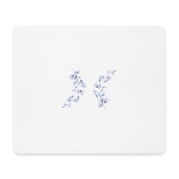 Blue Floral N Monogram - Mouse Pad (horizontal) - white - Front