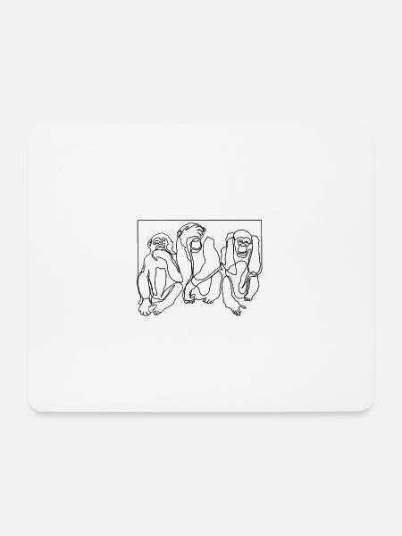 Affe Affen Drei Affen Premium Design Geschenk - Mousepad (Querformat) - Weiß